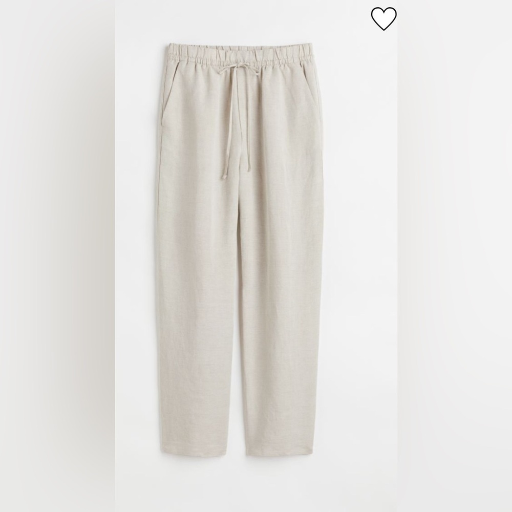 H&M Linen blend pull on pants with drawstring